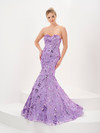 Tiffany Designs 16052 Floral Sequin Tulle Strapless Dress