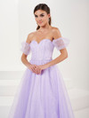 Tiffany Designs 16083 Glitter Tulle Strapless Long Dress