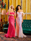 Tiffany Designs 16106 Feathers Sequin Strapless Long Dress