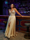 Tiffany Love 16129 Shiny Stretch Jersey V-Neck Long Dress