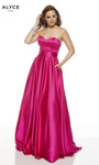 Alyce Paris 1427 Luminous Satin Strapless A-line Long Dress