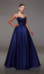 Alyce Paris 1784 Lace-mikado Scooped Neckline Long Dress