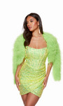 Alyce Paris 700 Feathers Neon Cropped Formal Short Jacket