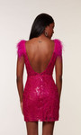 Alyce Paris 4613 Sequins Glitter Tulle Feathers Short Dress