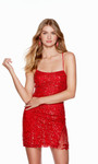 Alyce Paris 4615 Sequin Glitter Tulle Scoop Neck Short Dress