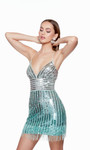 Alyce Paris 4634 Hand Beaded Plunging Neck Short Dress