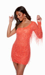 Alyce Paris 4646 Hand Beaded Fringe One Shoulder Short Dress