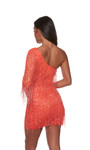 Alyce Paris 4646 Hand Beaded Fringe One Shoulder Short Dress
