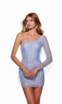 Alyce Paris 4646 Hand Beaded Fringe One Shoulder Short Dress