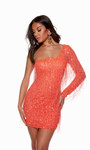 Alyce Paris 4646 Hand Beaded Fringe One Shoulder Short Dress