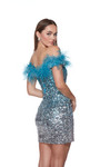 Alyce Paris 4647 Sequins Feathers Off Shoulder Short Dress