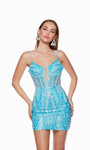 Alyce Paris 4648 Sequins Plunging Neck Straight Short Dress