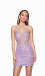 Alyce Paris 4664 Sequins V-neck Straight Sparkly Short Dress