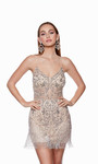 Alyce Paris 4672 Hand Beaded V-neck Straight Short Dress