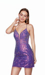 Alyce Paris 4674 Sequin Plunging Neck Straight Short Dress