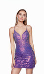Alyce Paris 4674 Sequin Plunging Neck Straight Short Dress
