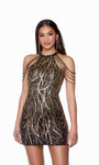 Alyce Paris 4682 Glitter Tulle Beaded High Neck Short Dress