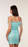 Alyce Paris 4728 Stretch Mesh Strapless Feathers Short Dress
