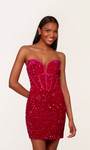 Alyce Paris 4745 Plush Sequin Strapless Straight Short Dress