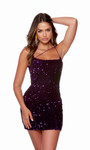 Alyce Paris 4750 Plush Sequins Square Neckline Short Dress