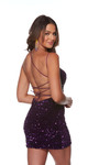 Alyce Paris 4750 Plush Sequins Square Neckline Short Dress