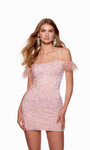 Alyce Paris 4759 Plush Sequins Off The Shoulder Short Dress