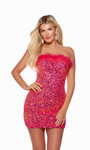 Alyce Paris 4767 Feathers Strapless Straight Short Dress