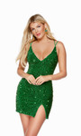 Alyce Paris 4772 Plush Sequins V-neck Straight Short Dress