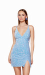 Alyce Paris 4772 Plush Sequins V-neck Straight Short Dress