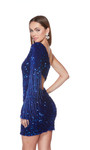 Alyce Paris 4783 Plush Sequins One Shoulder Short Dress