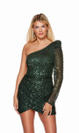 Alyce Paris 4790 Mesh Sequins One Shoulder Short Dress