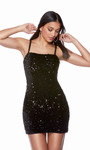 Alyce Paris 4794 Plush Sequins Square Neckline Short Dress