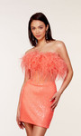 Alyce Paris 4799 Sequins Feathers Strapless Short Dress