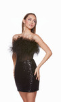 Alyce Paris 4799 Sequins Feathers Strapless Short Dress
