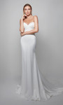 Alyce Paris 7056 Satin Strapless Puff Sleeve Long Dress