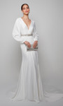 Alyce Paris 7070 Satin Chiffon Plunging Neck Wedding Dress
