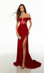 Alyce Paris 61483 Plush Sequins Off The Shoulder Long Dress