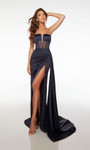 Alyce Paris 61486 Satin Plunging Neck Straight Long Dress