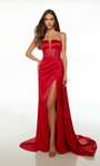 Alyce Paris 61486 Satin Plunging Neck Straight Long Dress