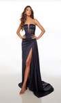 Alyce Paris 61486 Satin Plunging Neck Straight Long Dress