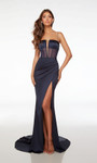 Alyce Paris 61486 Satin Plunging Neck Straight Long Dress