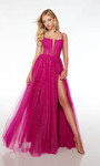 Alyce Paris 61498 Lace Glitter Tulle Plunging Neck Dress