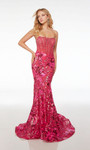 Alyce Paris 61507 Sequined Flowers Strapless Corset Dress