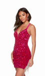 Alyce Paris 4747 Plush Sequins Plunging Neckline Short Dress