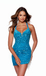 Alyce Paris 4747 Plush Sequins Plunging Neckline Short Dress