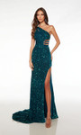 Alyce Paris 61589 Plush Sequins One Shoulder Neck Dress