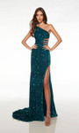 Alyce Paris 61589 Plush Sequins One Shoulder Neck Dress
