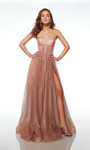 Alyce Paris 61600 Glitter Tulle Plunging Neck A-line Dress