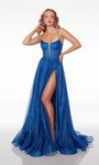 Alyce Paris 61600 Glitter Tulle Plunging Neck A-line Dress