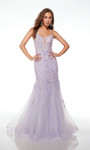 Alyce Paris 61640 Beaded Glitter Tulle Plunging Neck Dress